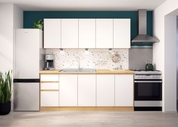 Блок кујна, Уна даб онтарио /бело, 200 цм S5