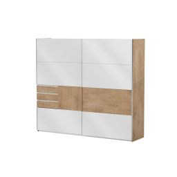 Ормар лизгачки, даб шале/бело сјај 250х220, Цвита Некст