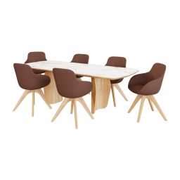 Трпезариски сет, маса Сахара, 2 фотељи со вртење Ордос и 4 фиксни